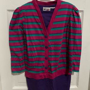 Vintage striped two piece top with shoulder pads size S